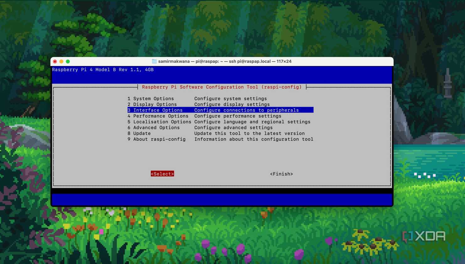 Select Interface Options from raspi-config menu on Raspberry Pi