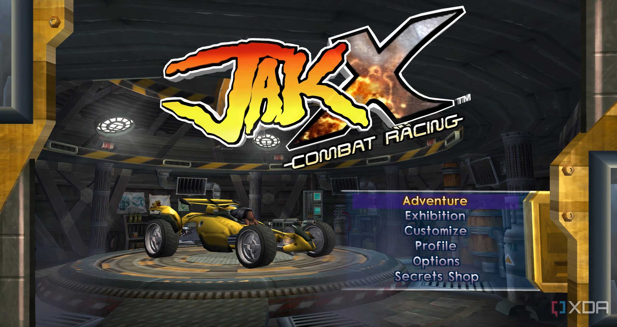A screenshot from the game Jak X: Combat Racing, showing the game's main menu.