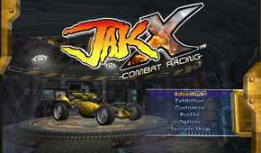 A screenshot from the game Jak X: Combat Racing, showing the game's main menu.