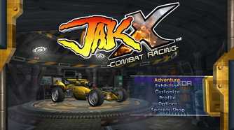 A screenshot from the game Jak X: Combat Racing, showing the game's main menu.