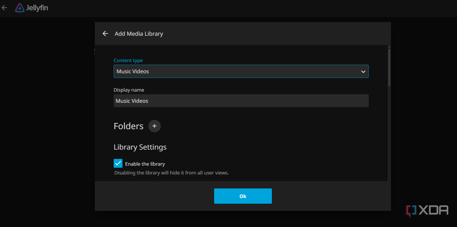 Screenshot showing Jellyfin media folders
