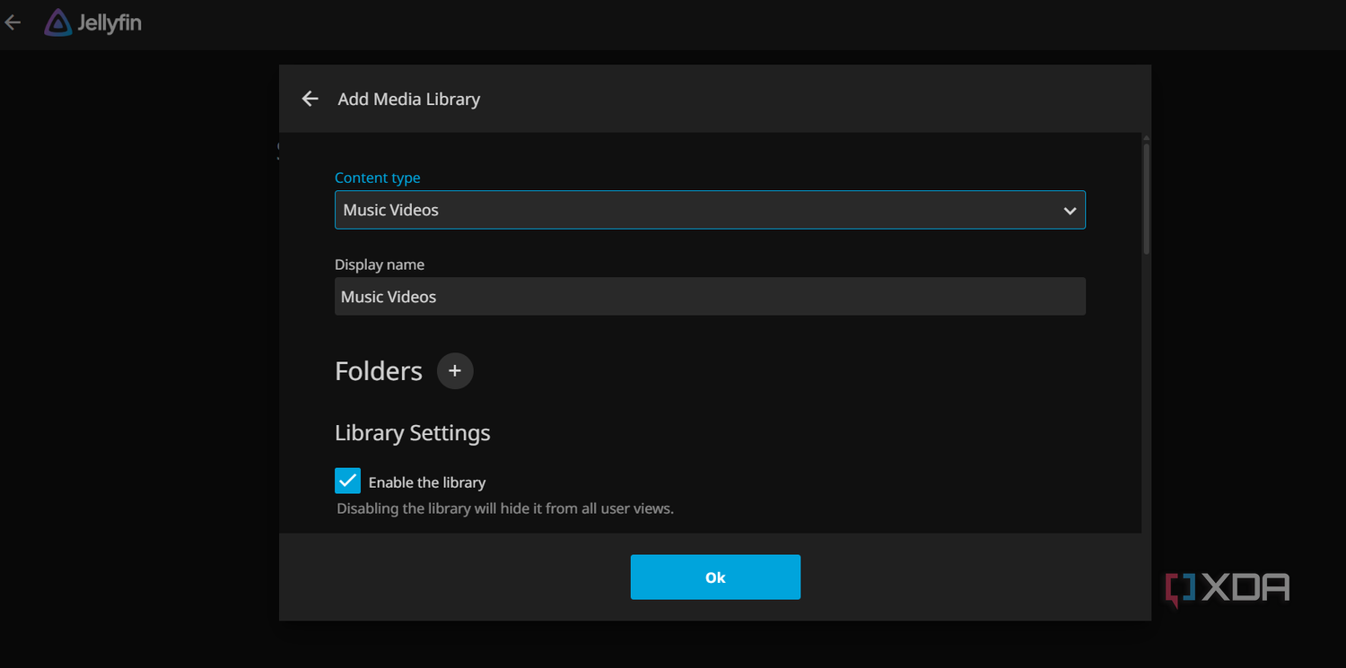 Screenshot showing Jellyfin media folders