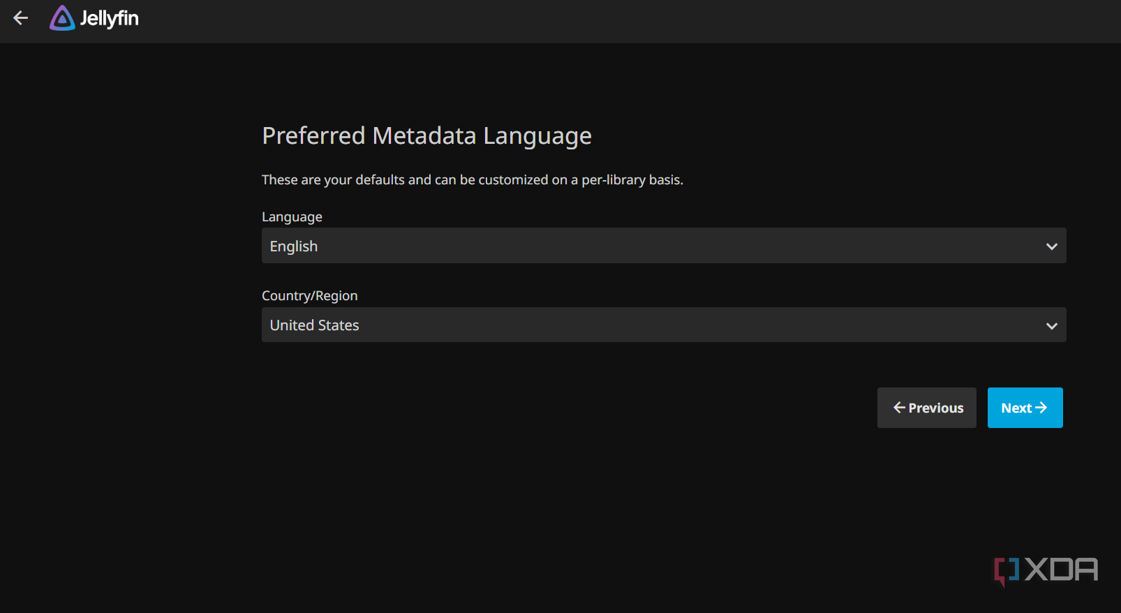 Screenshot showing Jellyfin metadata setup