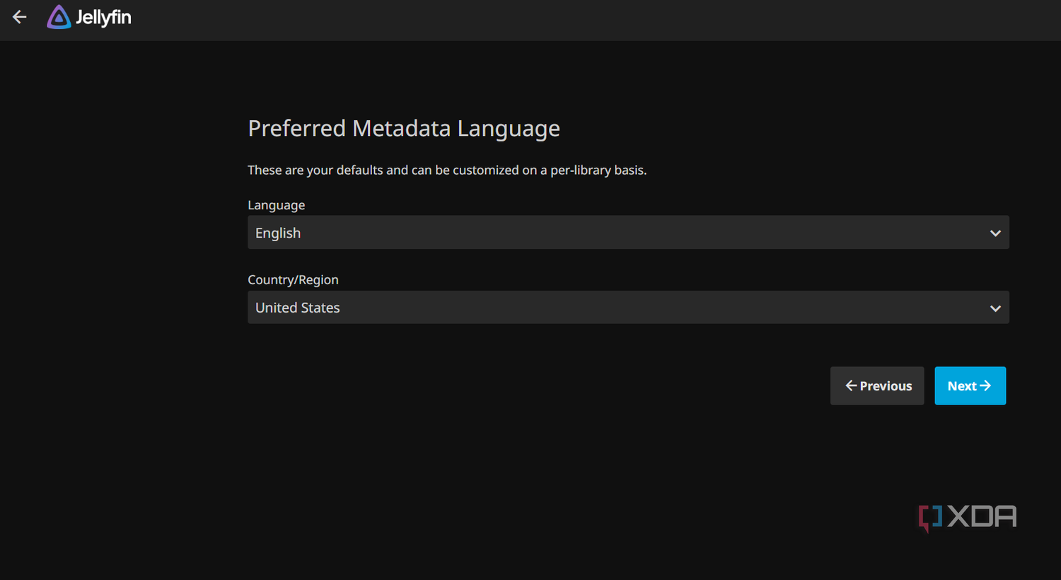 Screenshot showing Jellyfin metadata setup