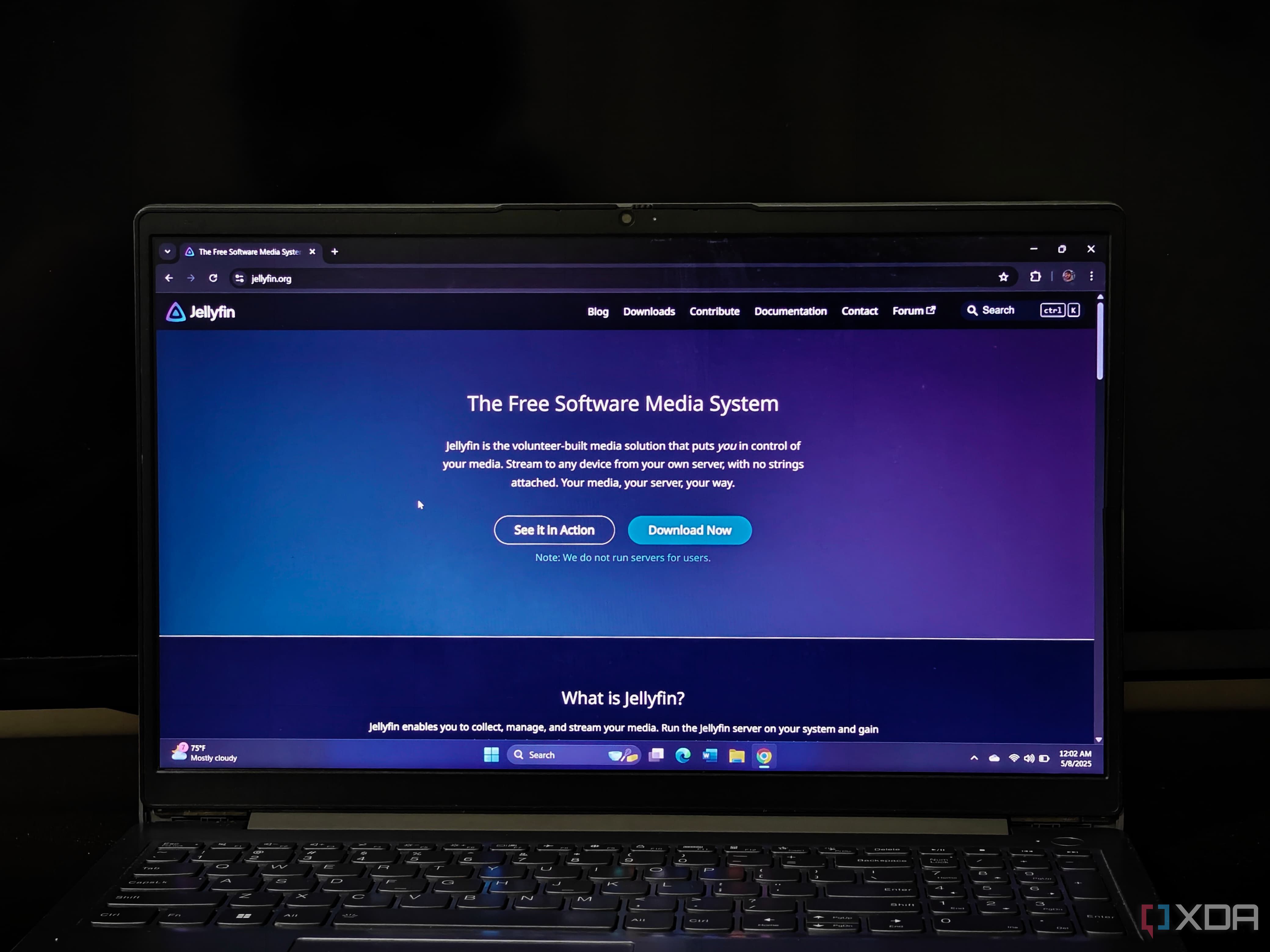 Jellyfin landing page