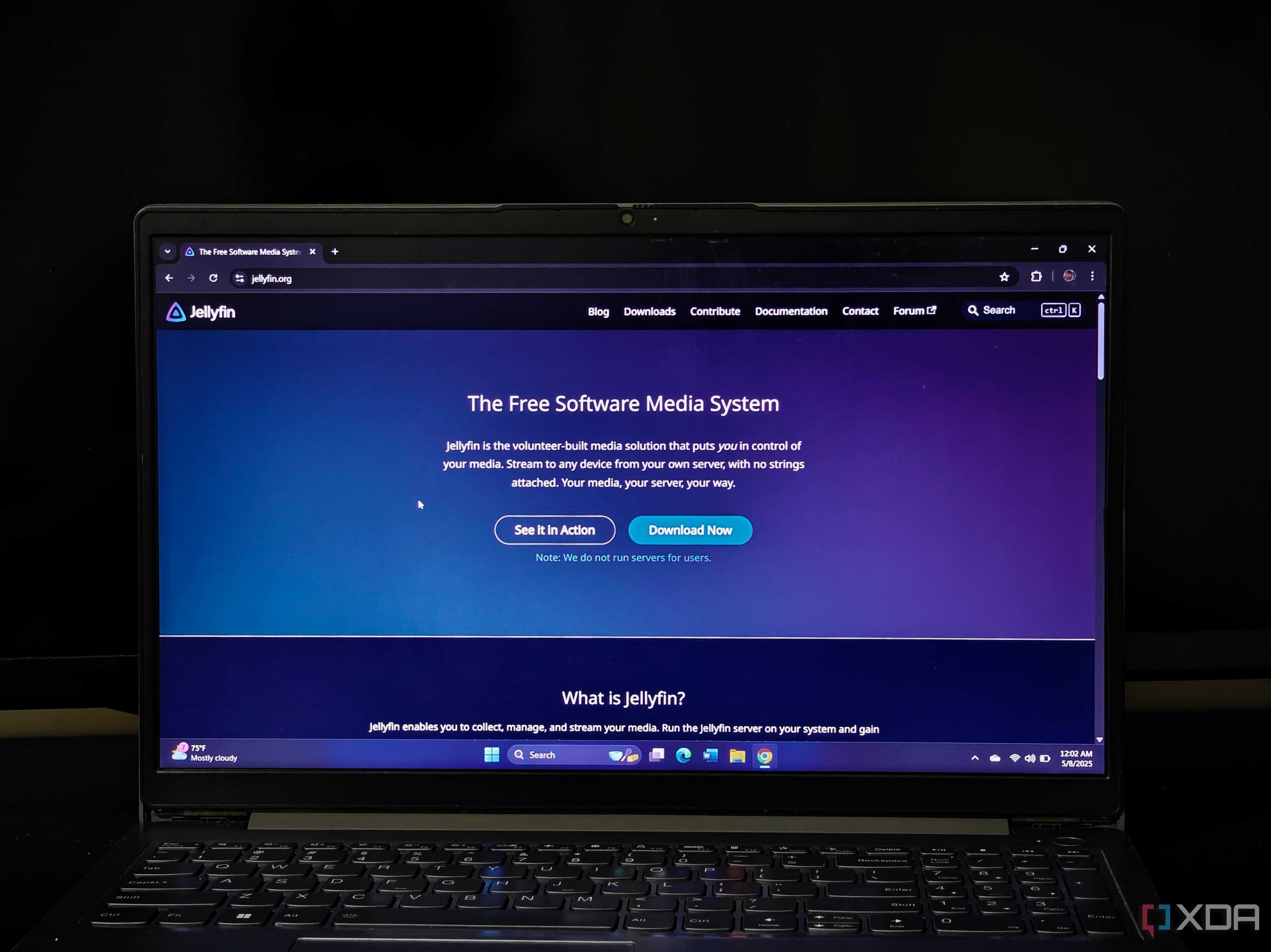 Jellyfin landing page