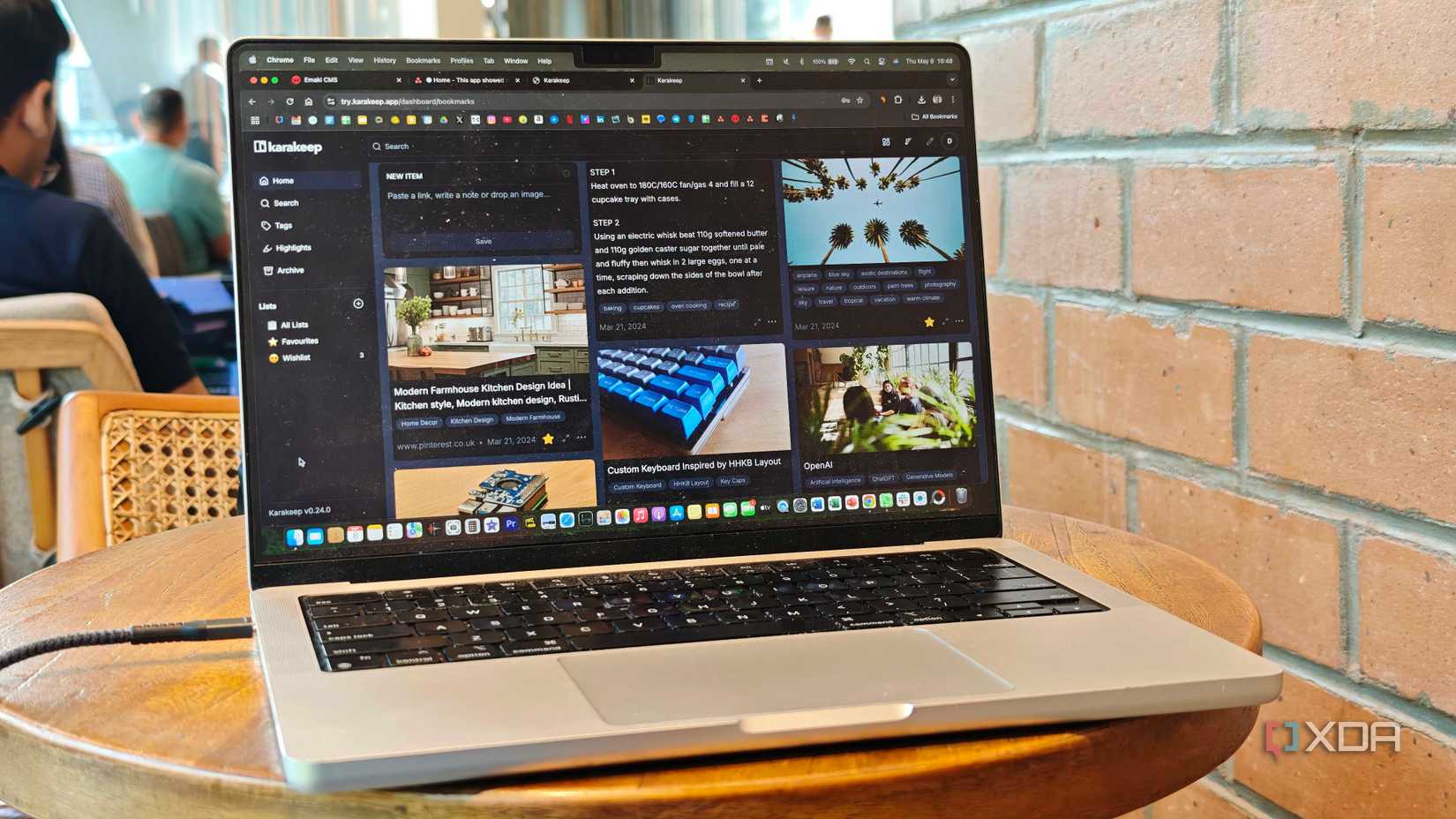 Karakeep ejecutándose en una Mac