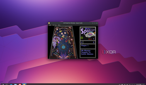 Screenshot of the KDE desktop running Space Cadet pinball