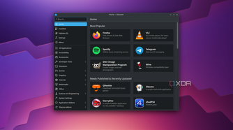 Screenshot of Discover in KDE Plasma showing apps available to install