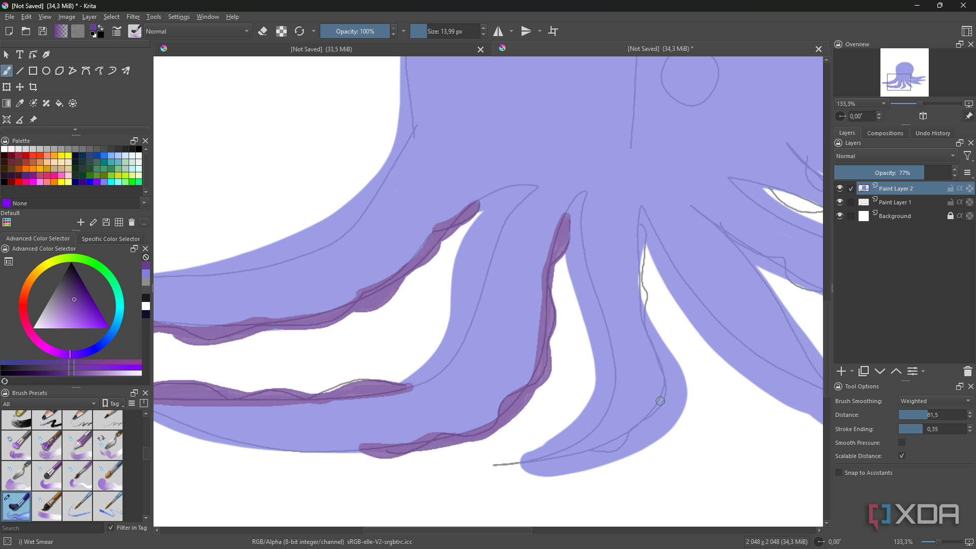 Krita add details to top layer