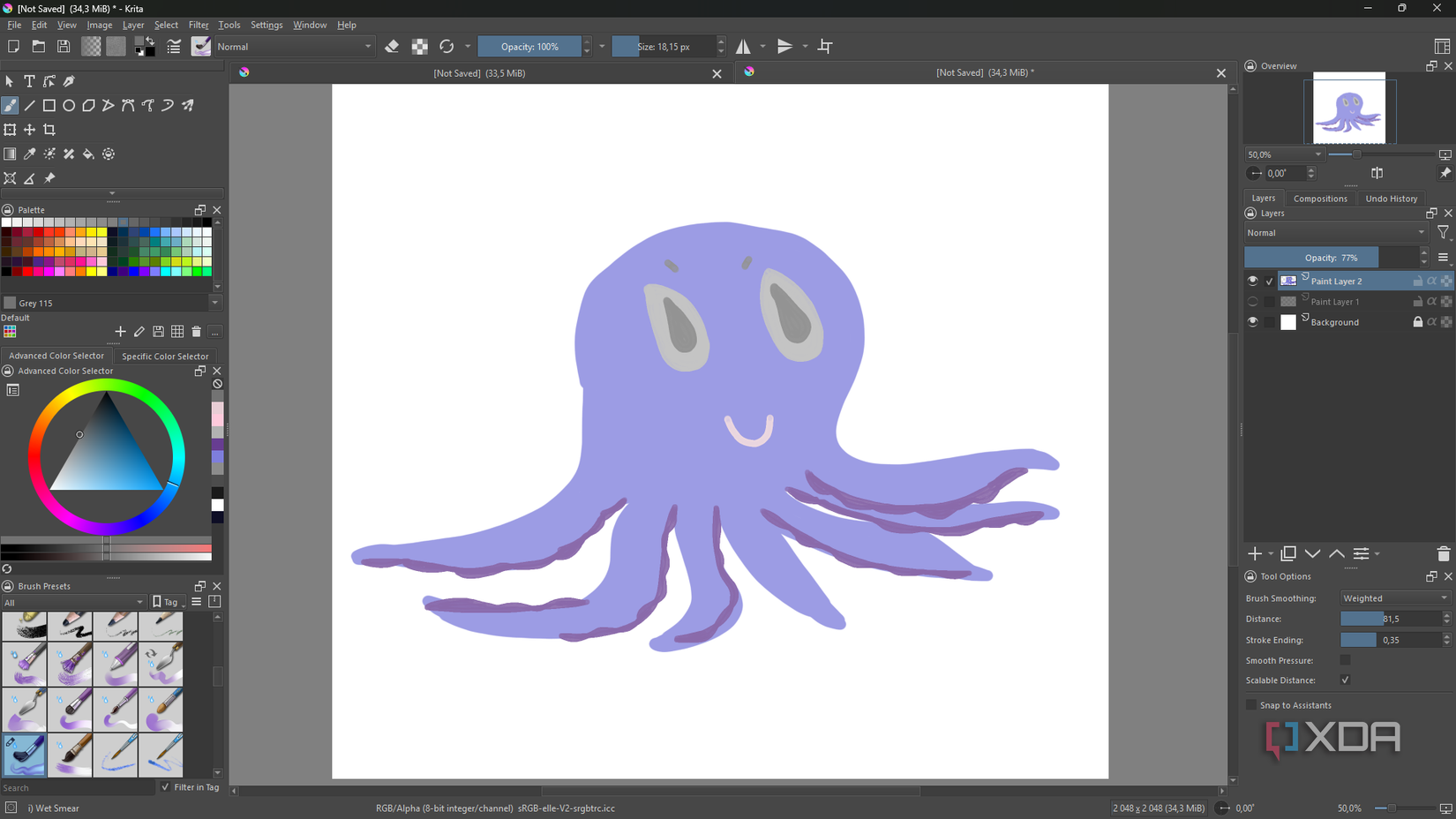 Krita hace invisible la capa de referencia