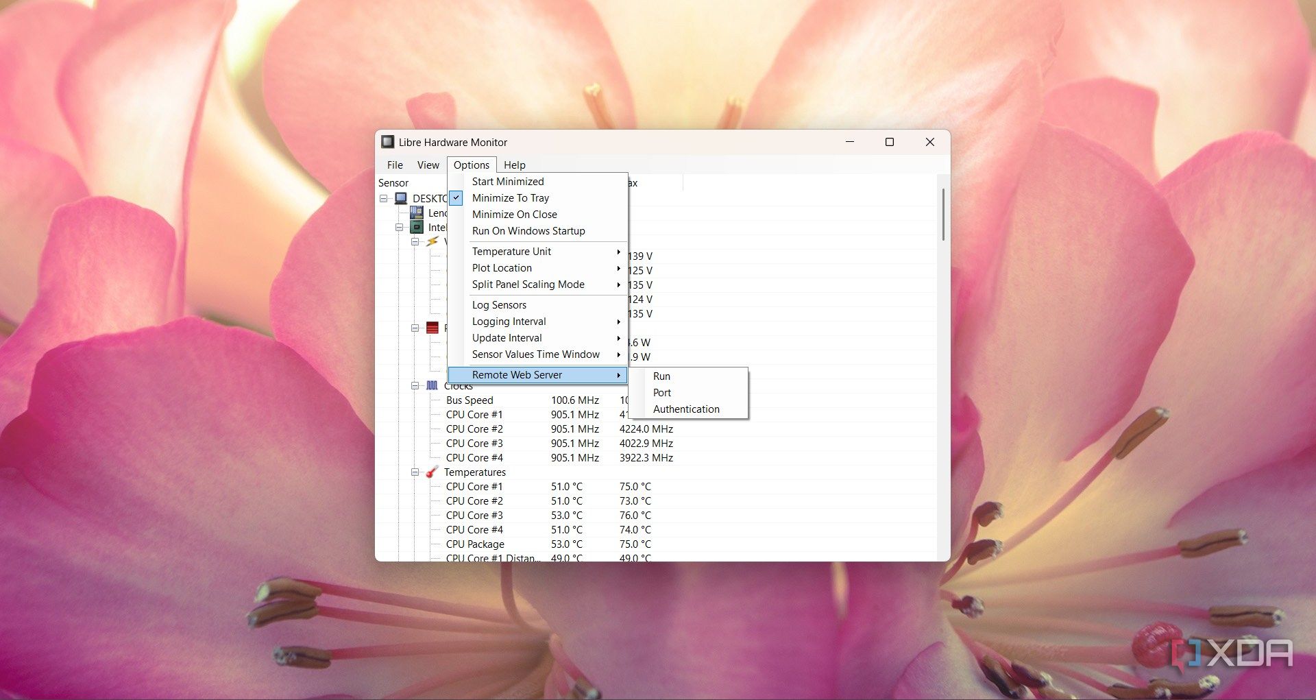 Libre Hardware Monitor remote web server option