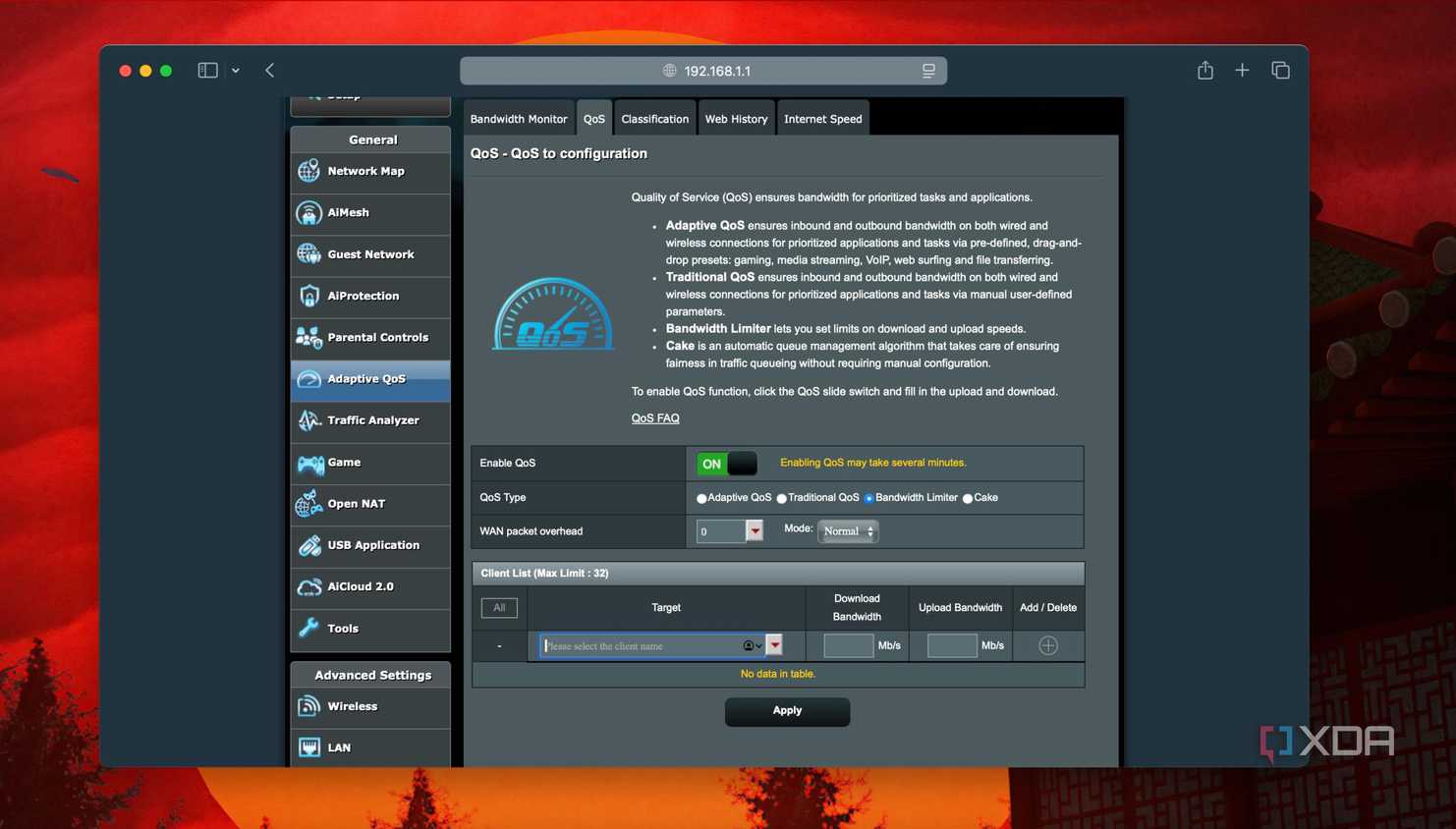 Option to limit bandwidth per device for strict QoS