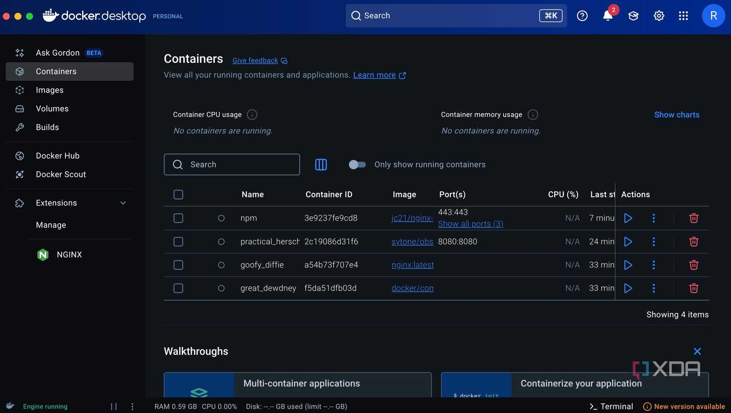 List of containers on Docker