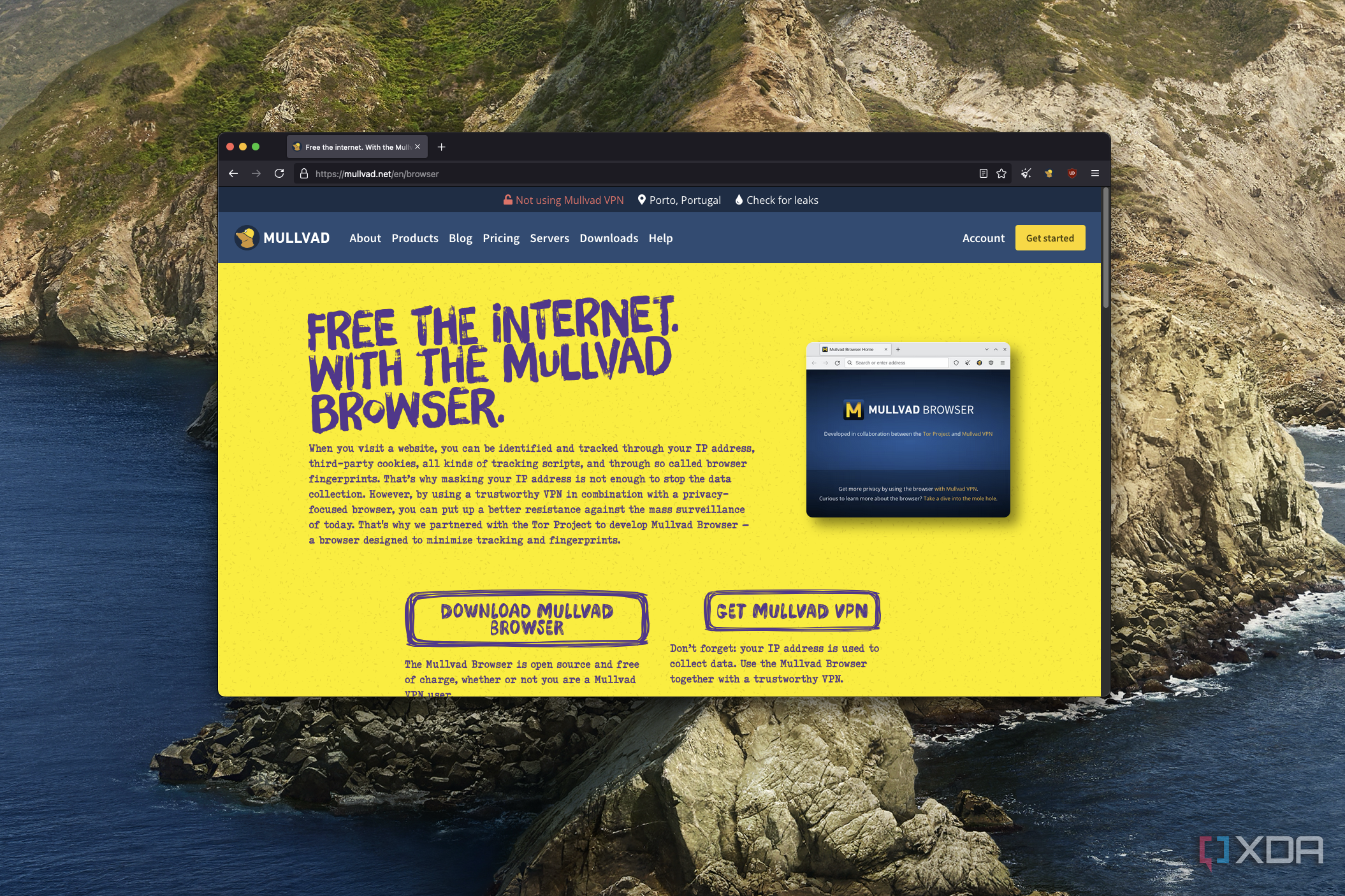 Screenshot of Mullvad Browser on macOS showing the home page for itself