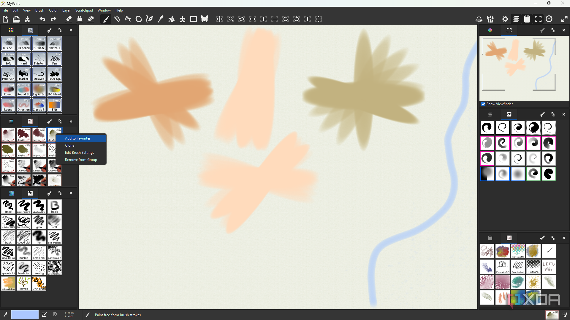 MyPaint brush selection