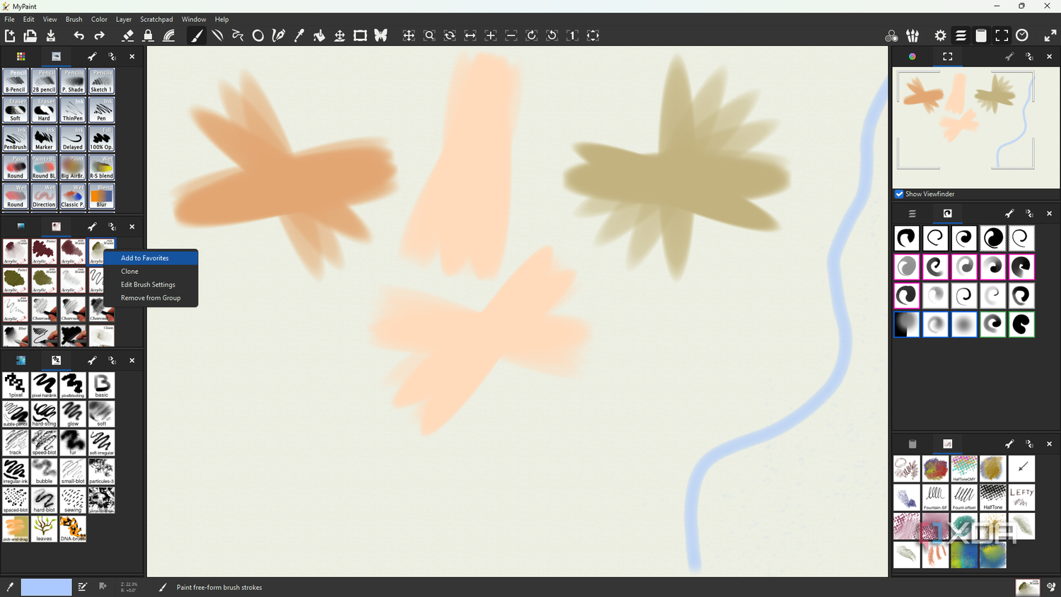 MyPaint brush selection