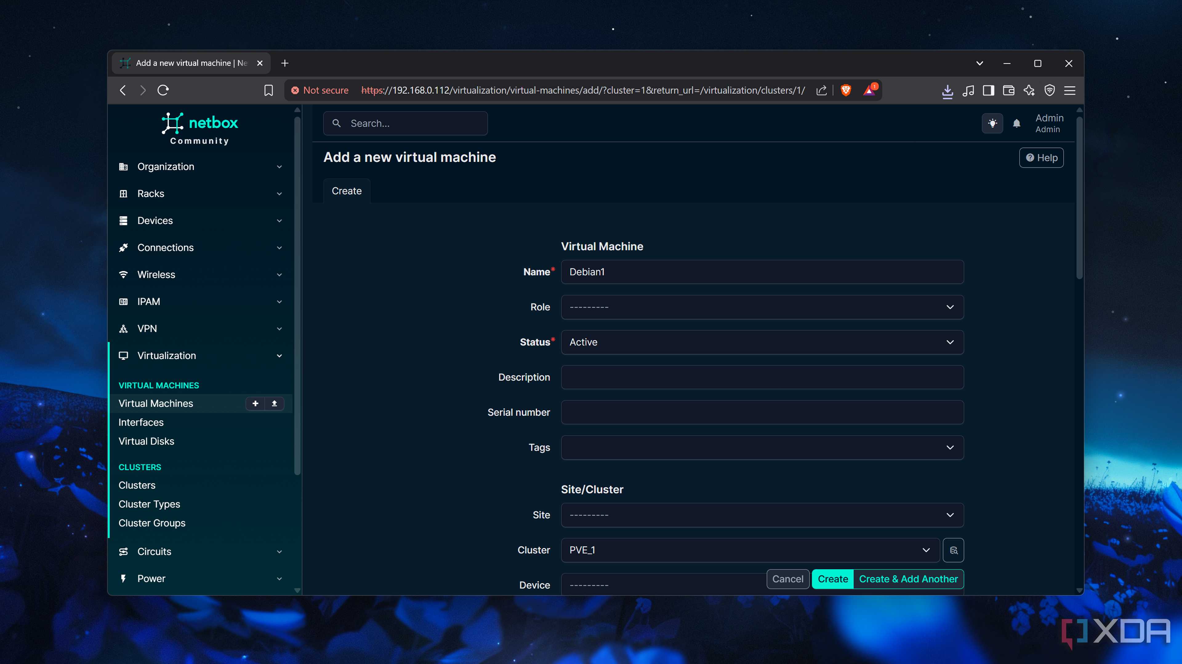 Adding a virtual machine in NetBox