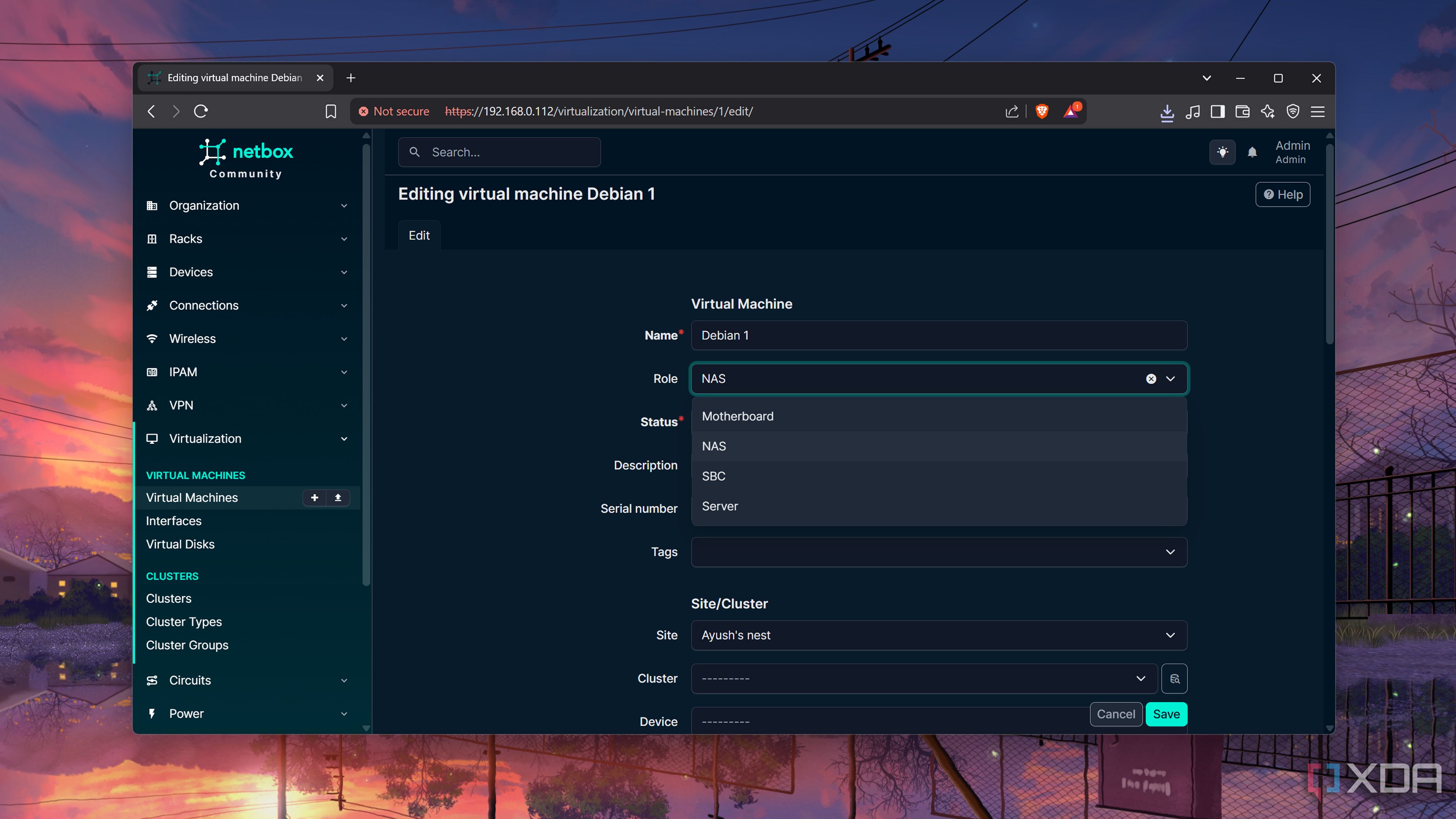 Adding a VM in NetBox