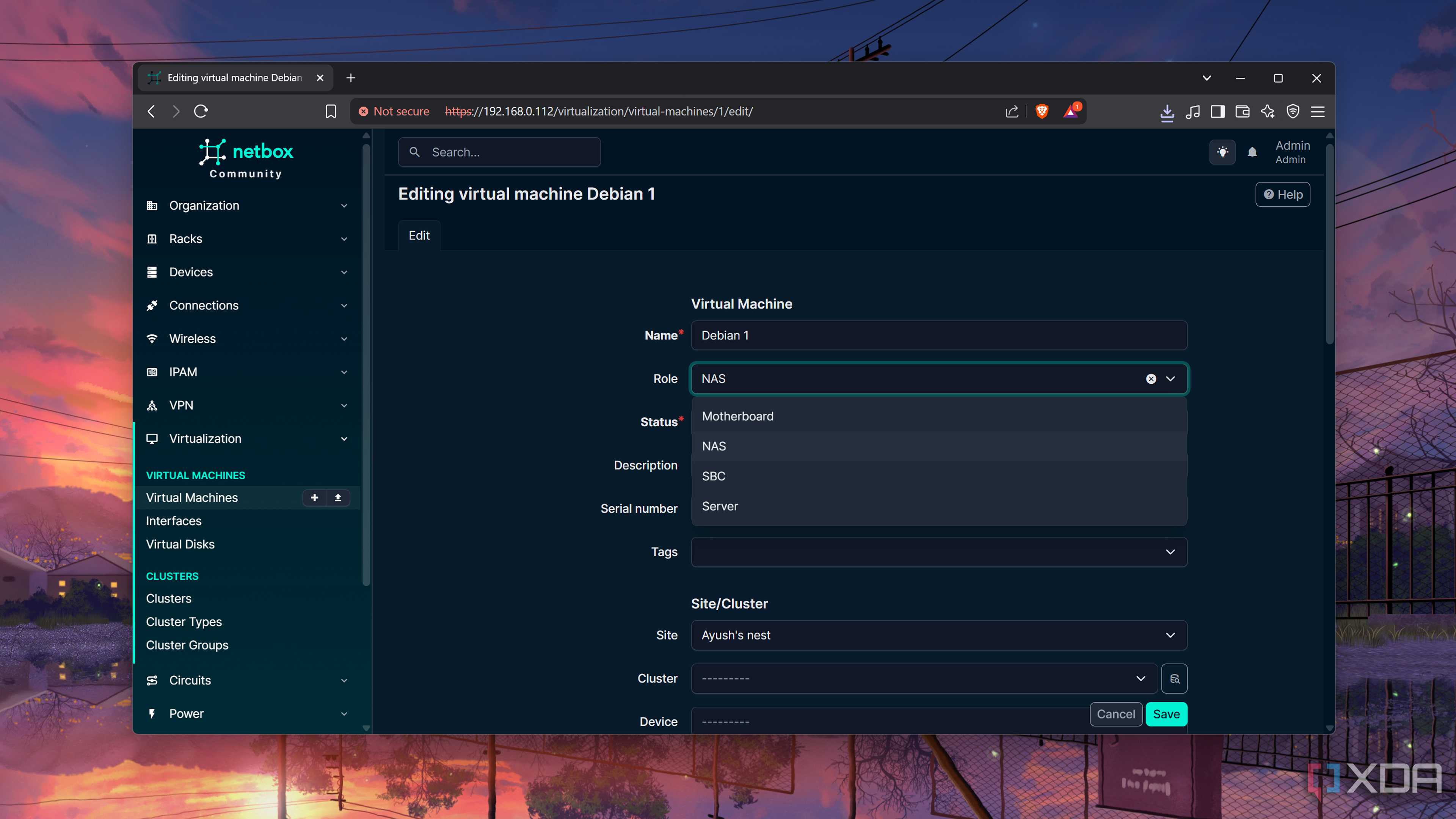 Adding a VM in NetBox