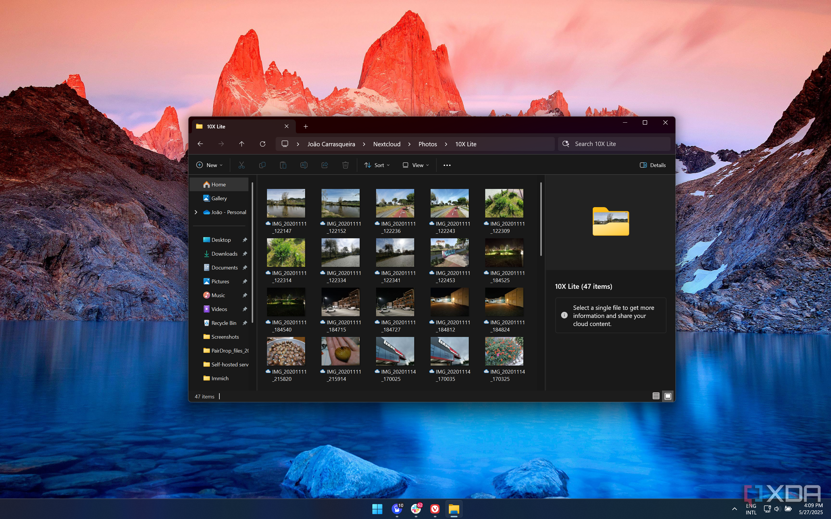 Screenshot of pictures in a Nextcloud folder shown inside File Explorer