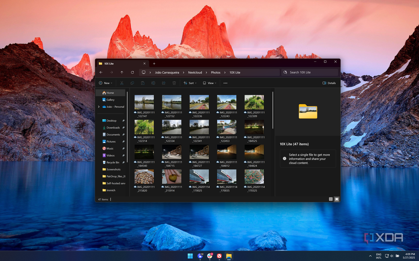 Screenshot of pictures in a Nextcloud folder shown inside File Explorer