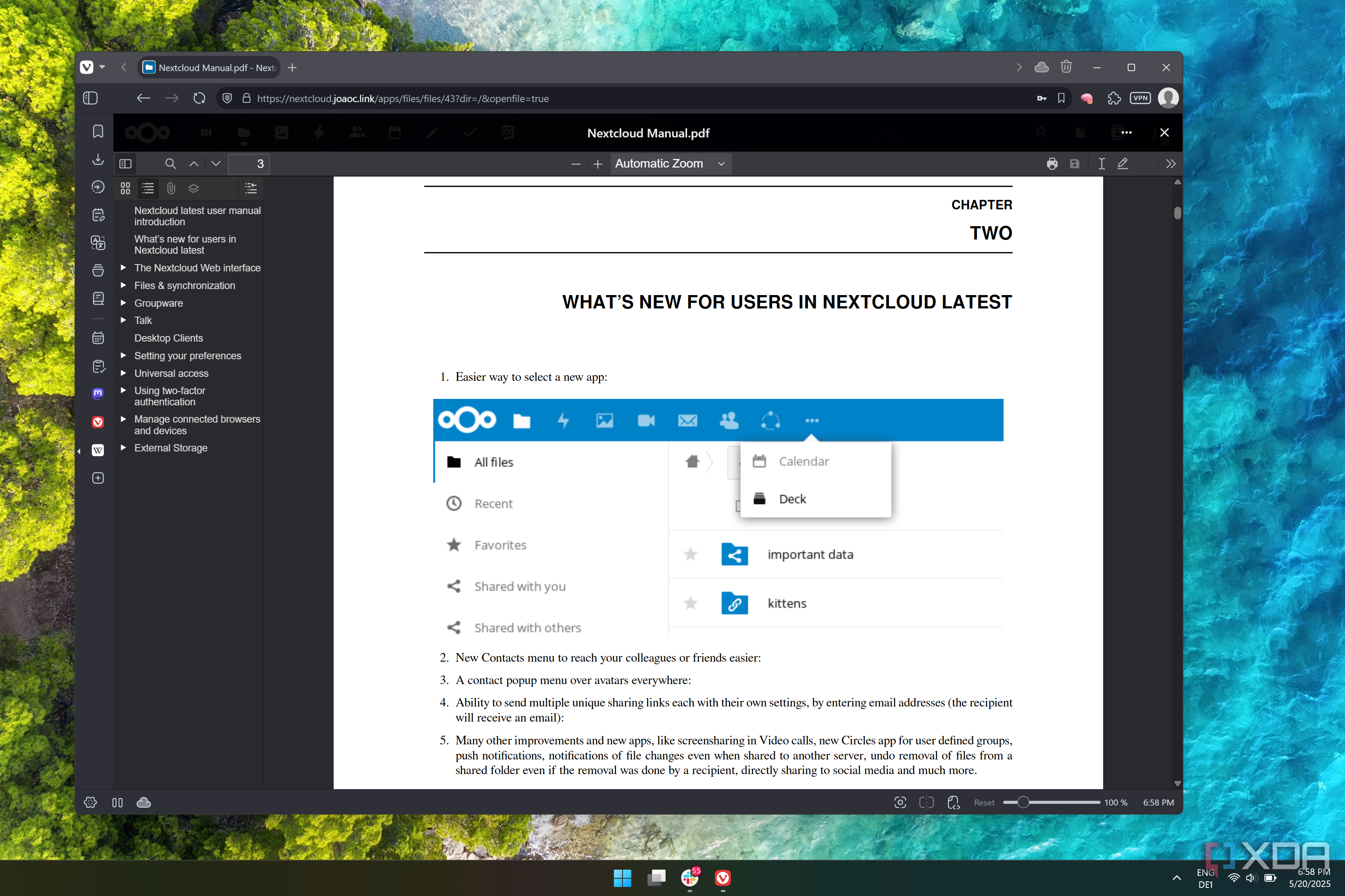 Screenshot of a PDF file open in Nextcloud