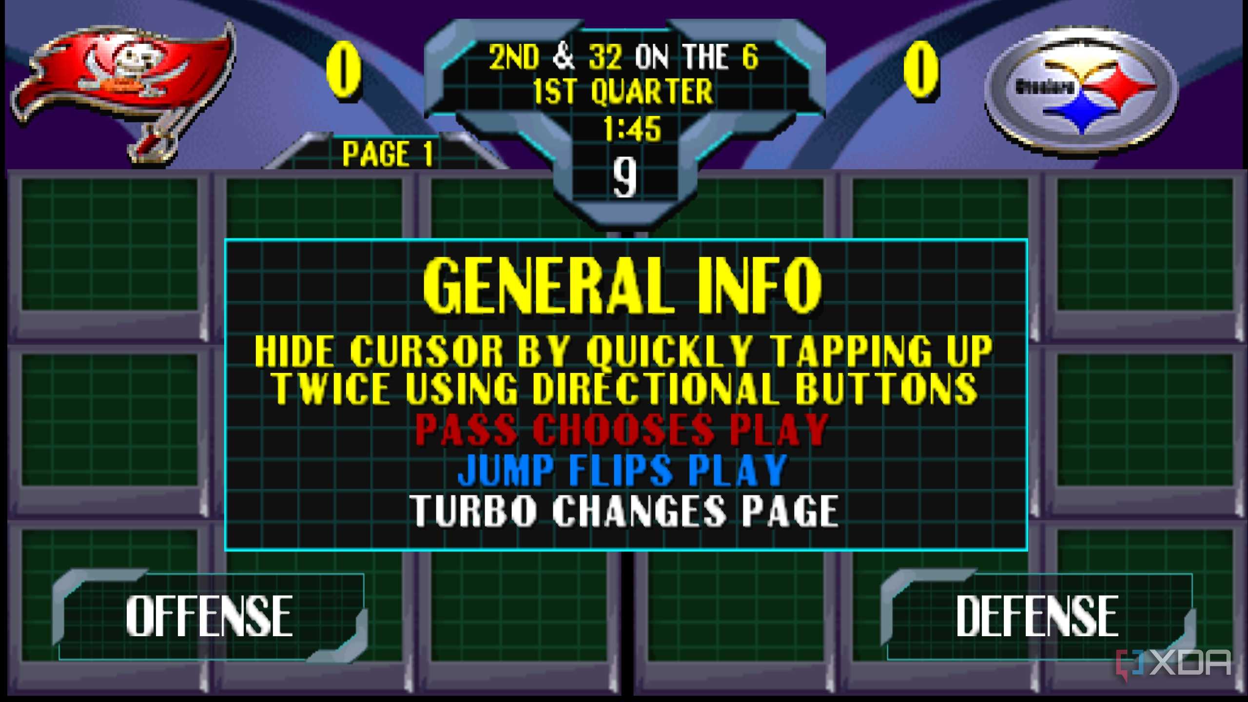 A general info screen in NFL Blitz 2000.