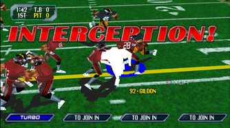 An interception on the field in NFL Blitz 2000.