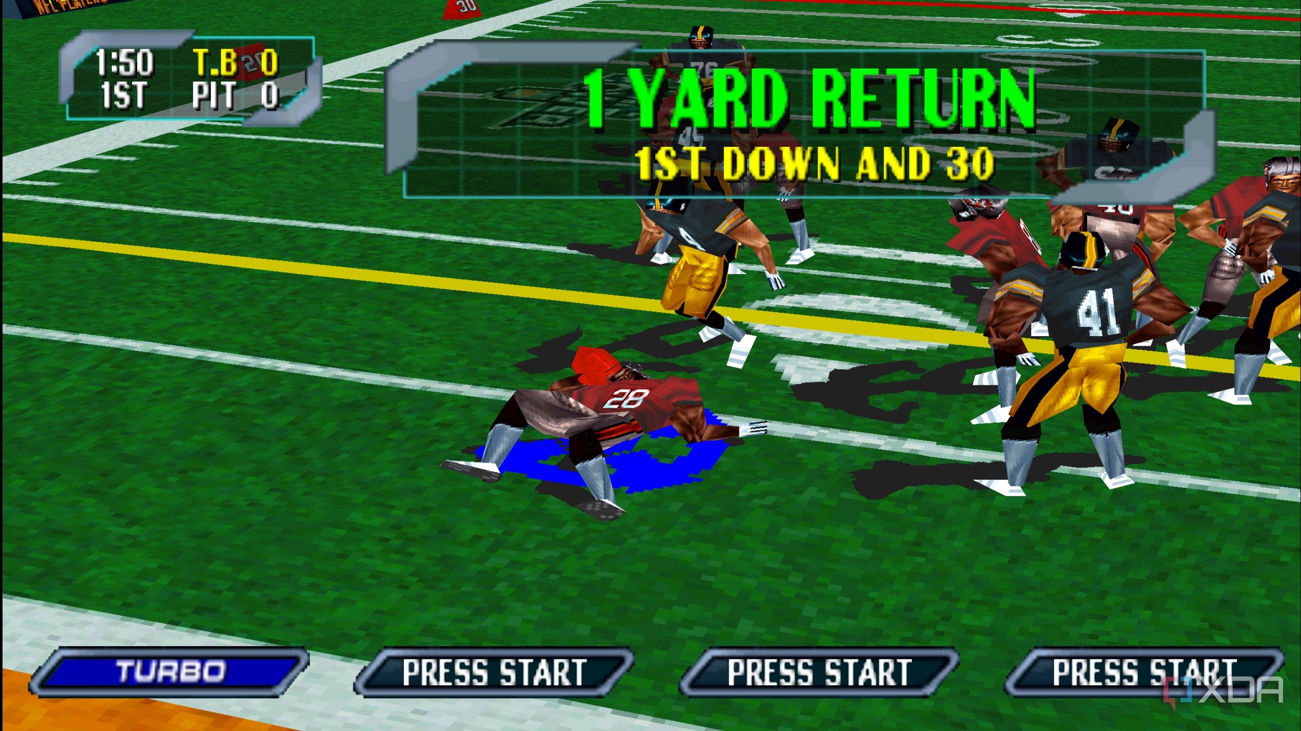 A one-yard return in NFL Blitz 2000.