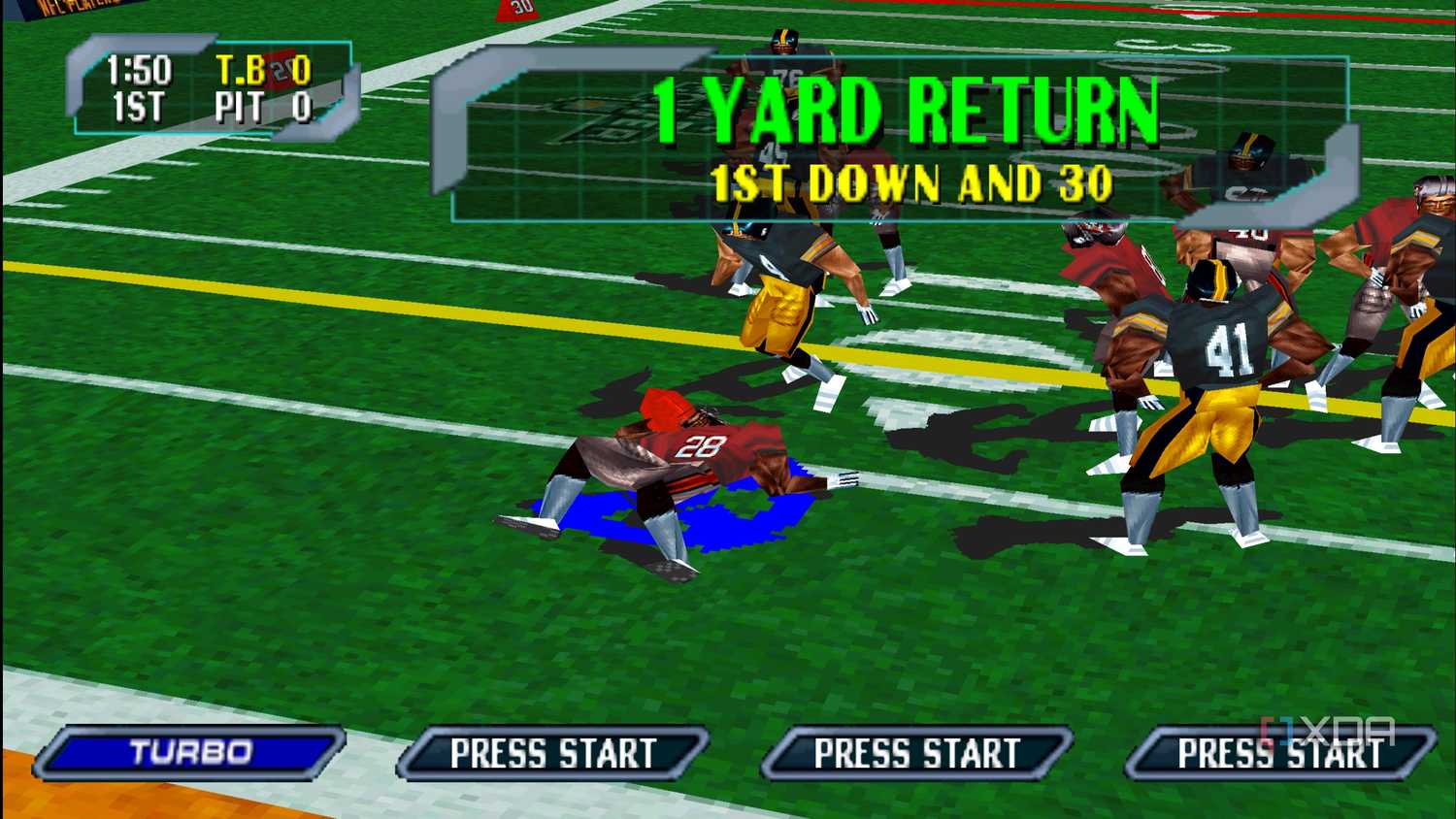 A one-yard return in NFL Blitz 2000.