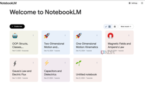 Welcome to NotebookLM homepage screen