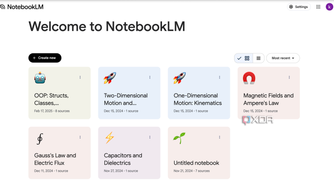 Welcome to NotebookLM homepage screen