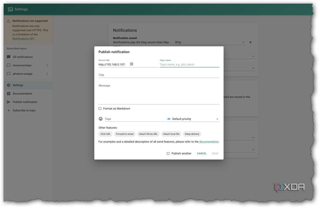 Keyhote Notification I set up a self-hosted notification service for everything, and I'll ...