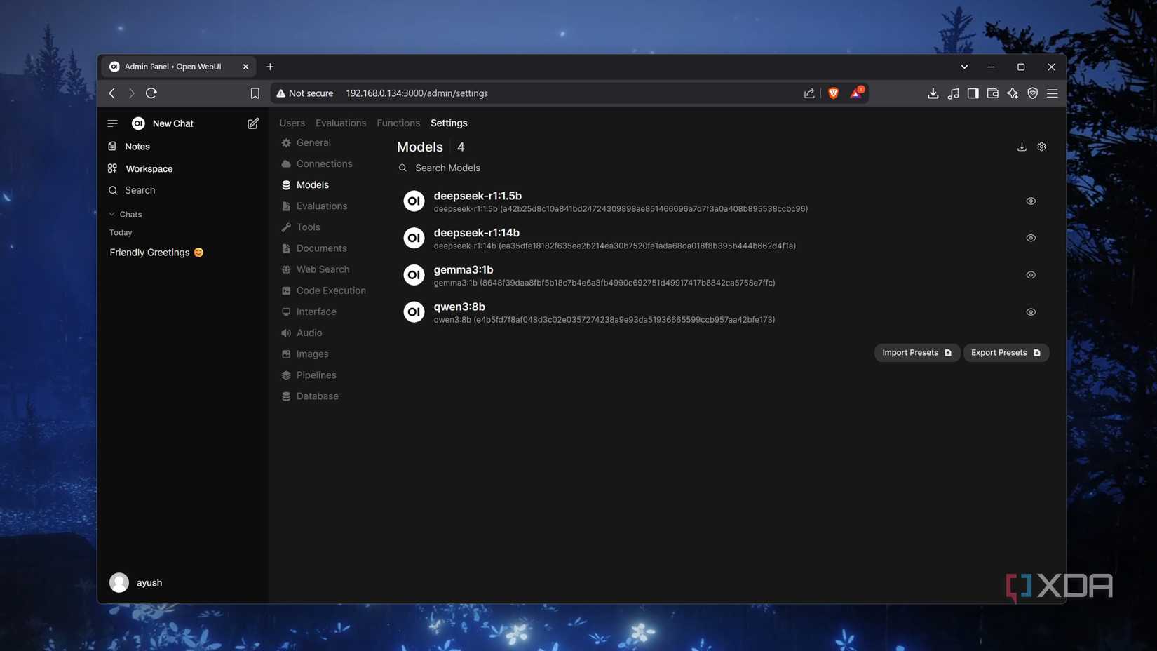 Accessing the LLMs in Ollama's Open Web UI