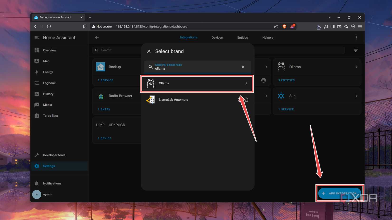 Adding the Ollama integration to HASS