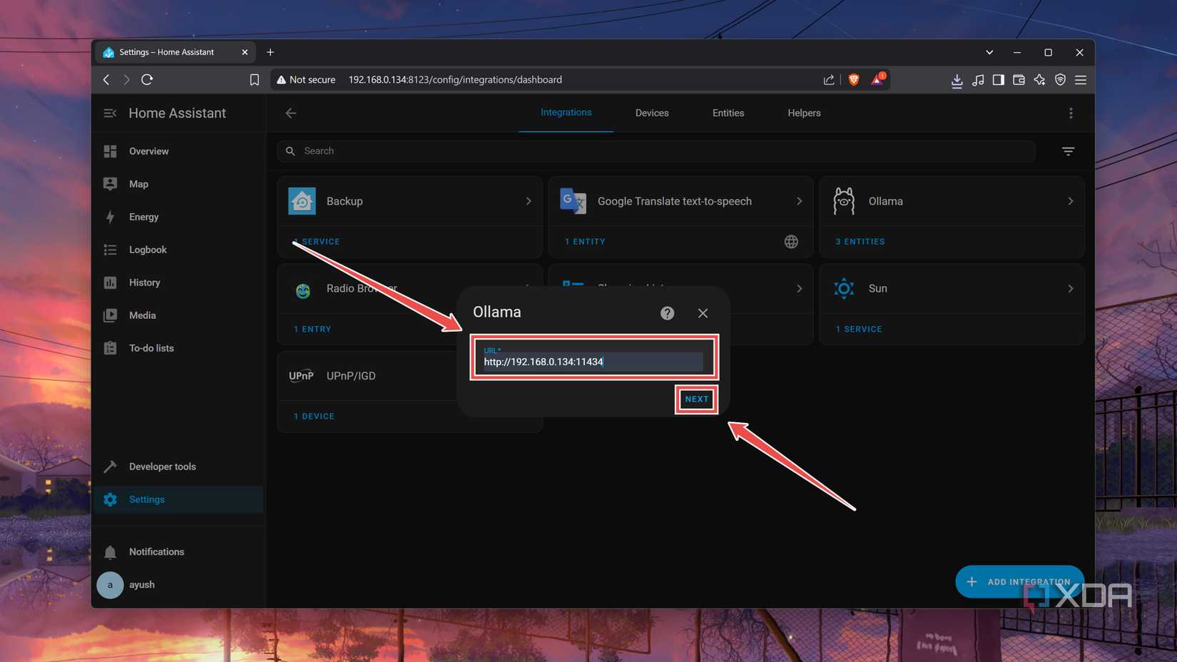 Adding the Ollama web UI to HASS