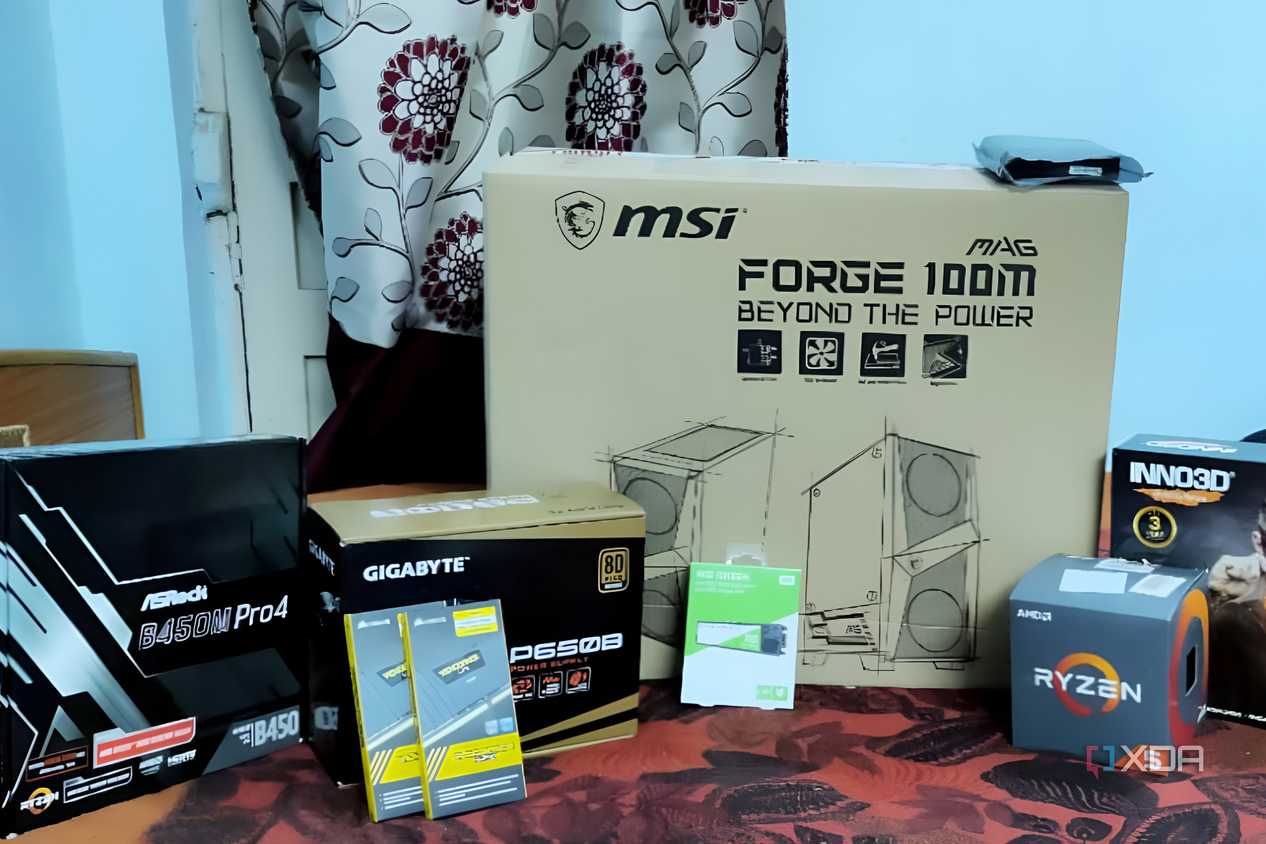 PC component boxes on a bed