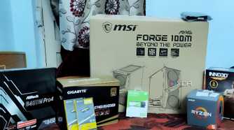 PC component boxes on a bed