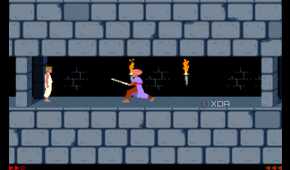 A screenshot from the 1989 DOS game, Prince of Persia.
