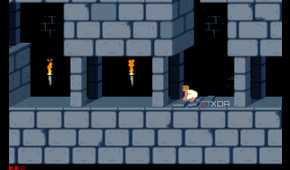 A screenshot from the 1989 DOS game, Prince of Persia.