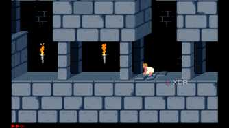 A screenshot from the 1989 DOS game, Prince of Persia.