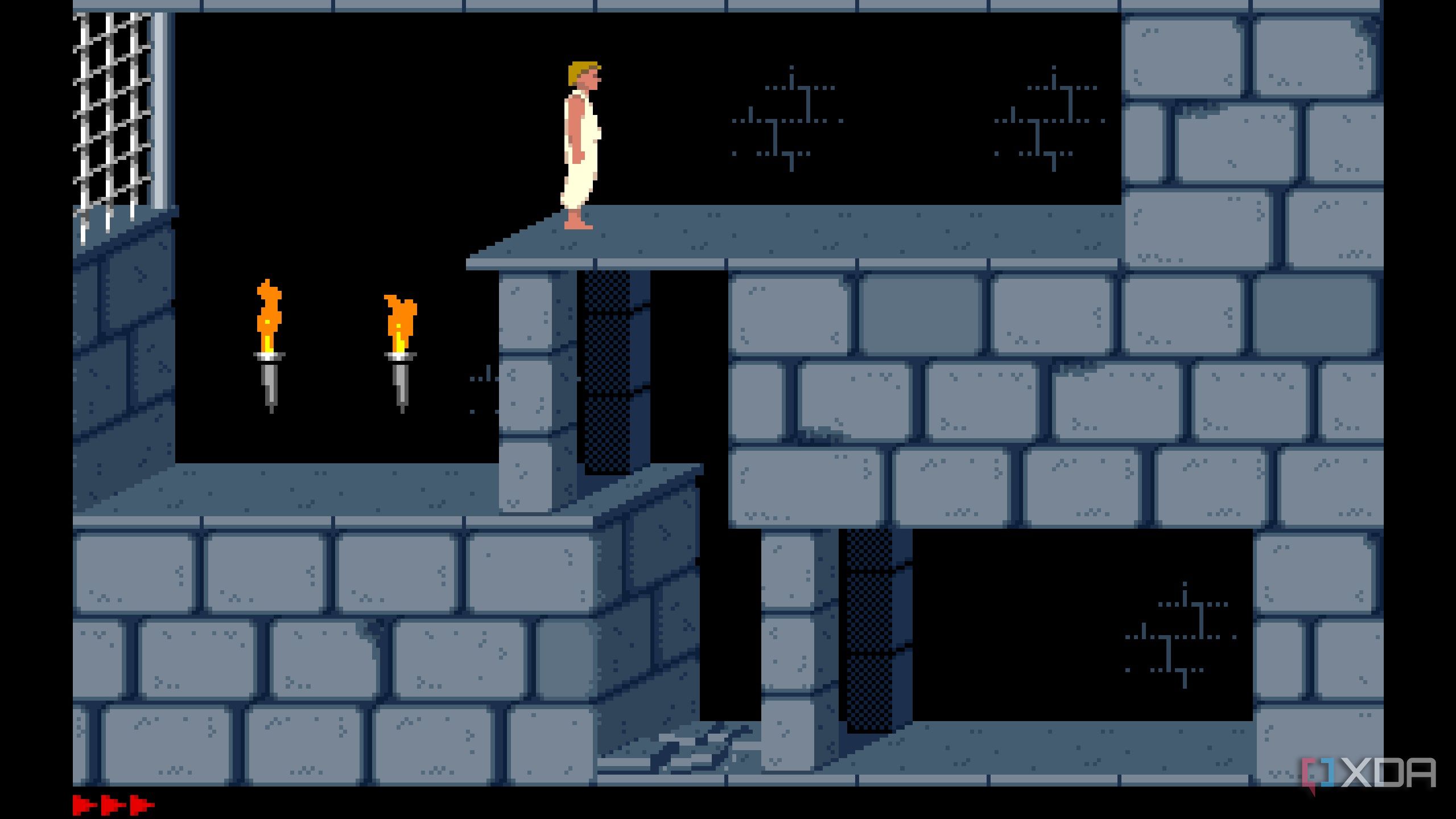A screenshot from the 1989 DOS game, Prince of Persia.