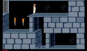 A screenshot from the 1989 DOS game, Prince of Persia.