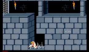 A screenshot from the 1989 DOS game, Prince of Persia.