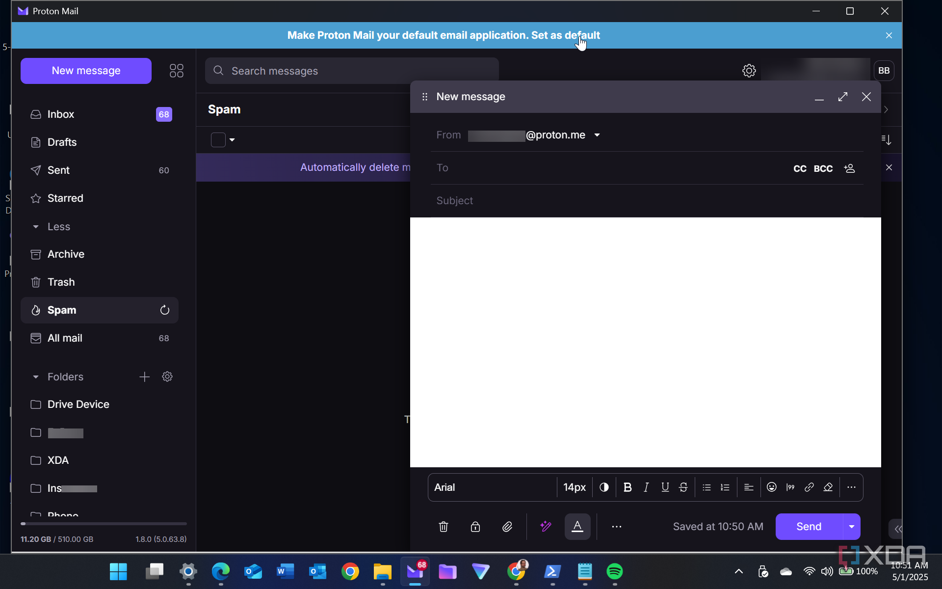 Shows Proton Mail UI