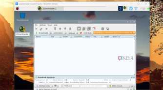 screenshot of raspberry lite os with jdownloader app window remote access