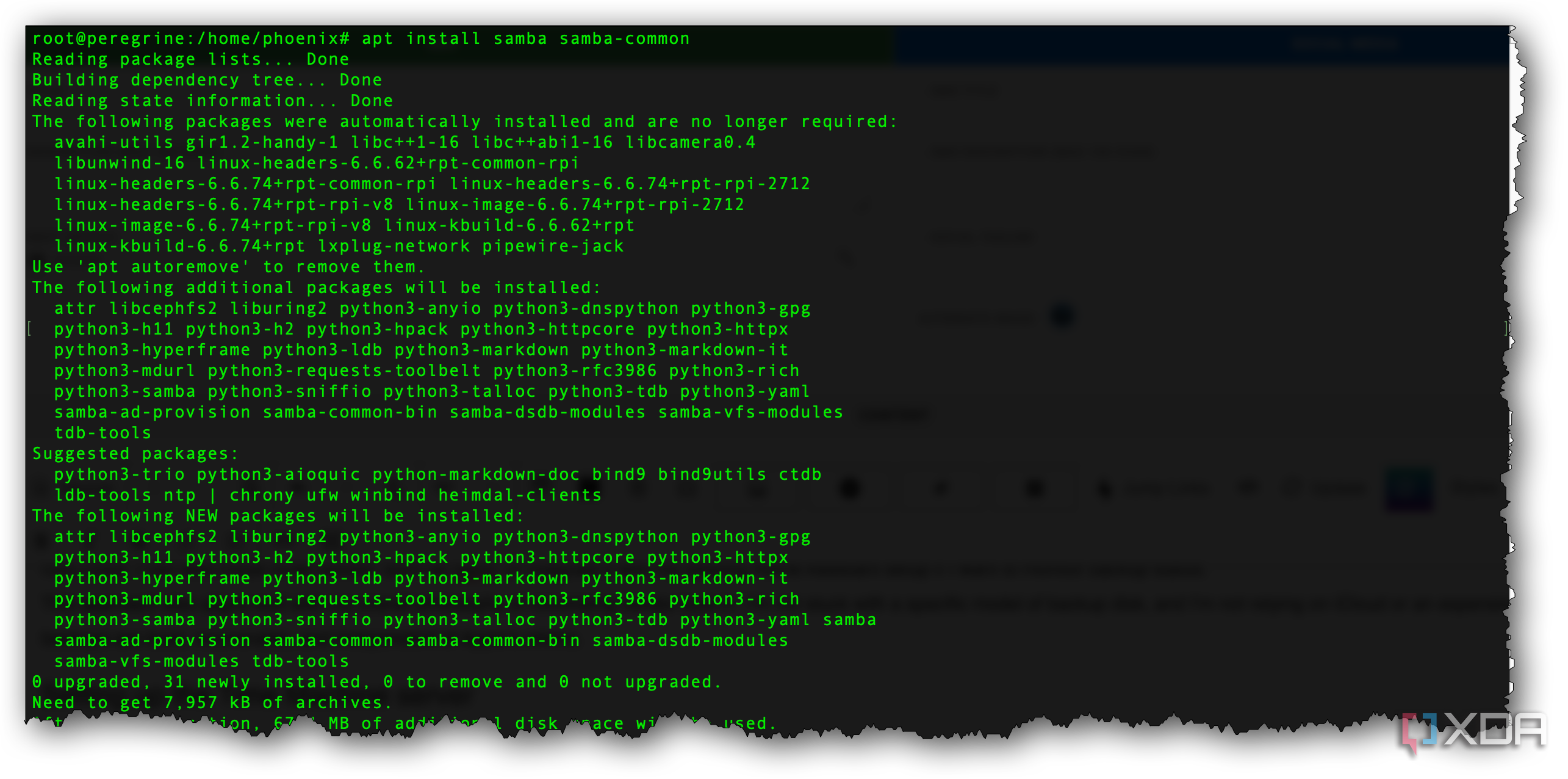 Raspberry Pi apt install samba