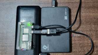 photo of raspberry pi downloading device with a power bank
