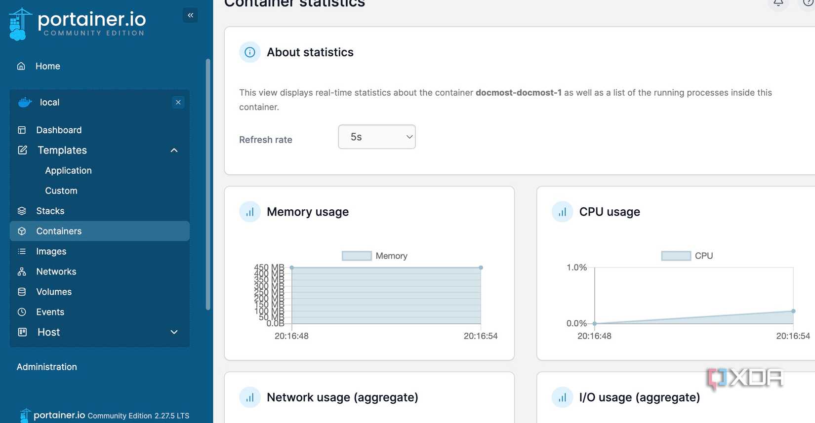 Portainer real time monitoring